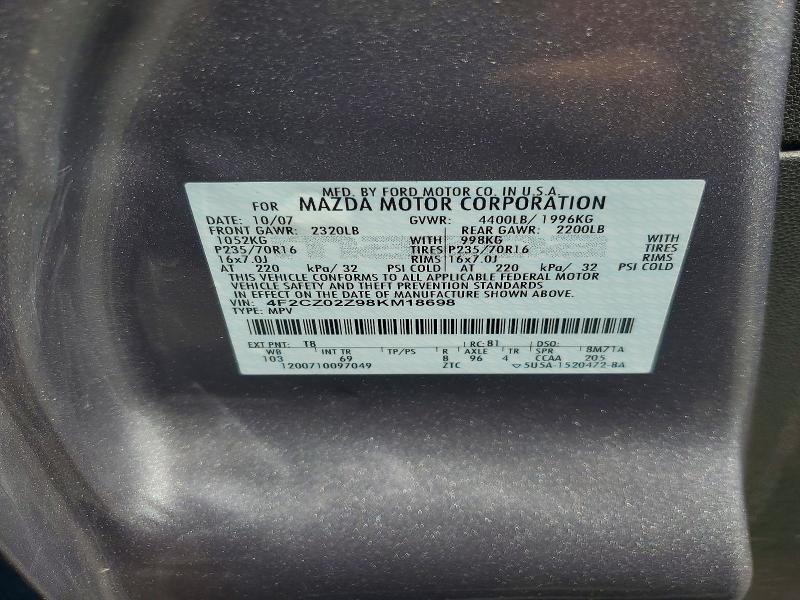 2008 Mazda Tribute მანქანა იყიდება აუქციონზე, vin: 4F2CZ02Z98KM18698, აუქციონის ნომერი: 46781006