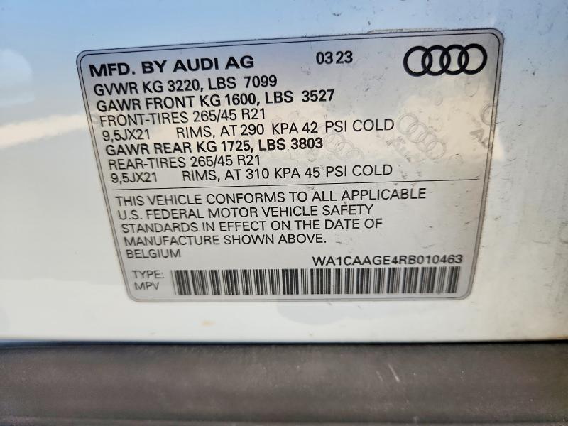 Aukcja sprzedaży 2024 Audi Q8 E-tron, vin: WA1CAAGE4RB010463, numer aukcji: 51195206