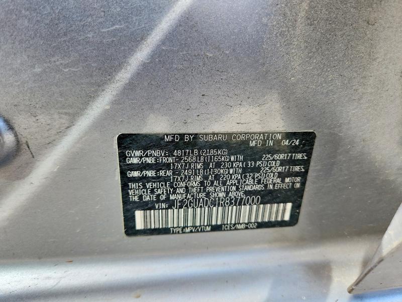 48941436 :رقم المزاد ، JF2GUADC1R8377000 vin ، 2024 Subaru Crosstrek مزاد بيع