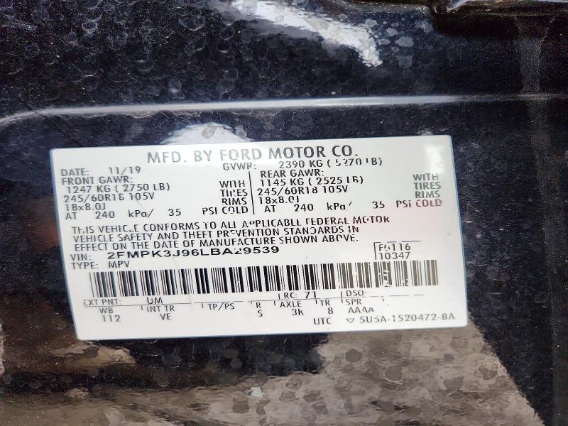 Продаж на аукціоні авто 2020 Ford Edge, vin: 2FMPK3J96LBA29539, номер лоту: 48209486