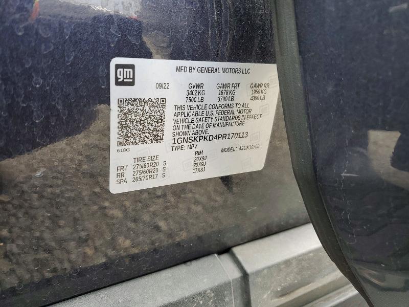 Aukcja sprzedaży 2023 Chevrolet Tahoe, vin: 1GNSKPKD4PR170113, numer aukcji: 51195736
