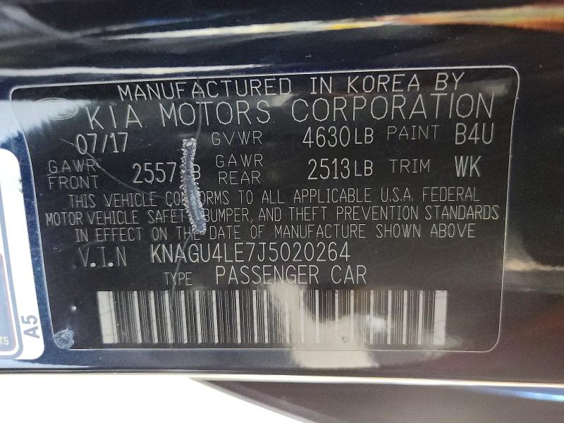 Aukcja sprzedaży 2018 Kia Optima Hybrid, vin: KNAGU4LE7J5020264, numer aukcji: 51162826