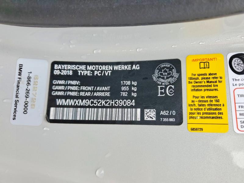 Продаж на аукціоні авто 2019 Mini Cooper, vin: WMWXM9C52K2H39084, номер лоту: 47949756