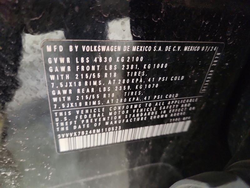 50719406 :رقم المزاد ، 3VVVX7B24RM110523 vin ، 2024 Volkswagen Taos مزاد بيع
