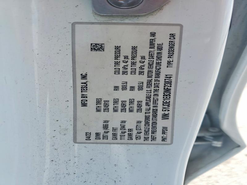 Продажа на аукционе авто 2022 Tesla Model 3, vin: 5YJ3E1EB3NF238741, номер лота: 50280596