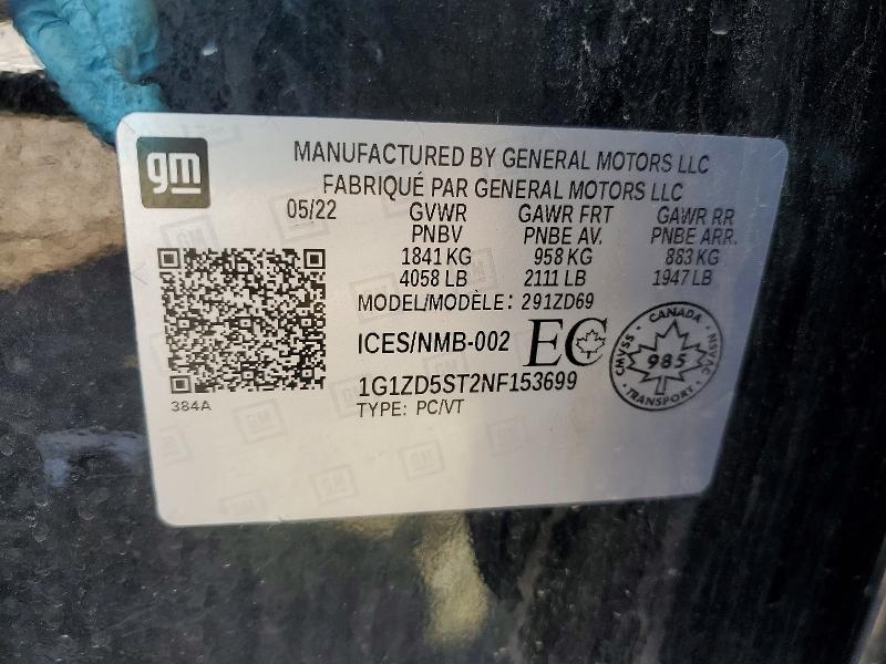 Продажа на аукционе авто 2022 Chevrolet Malibu, vin: 1G1ZD5ST2NF153699, номер лота: 50369226