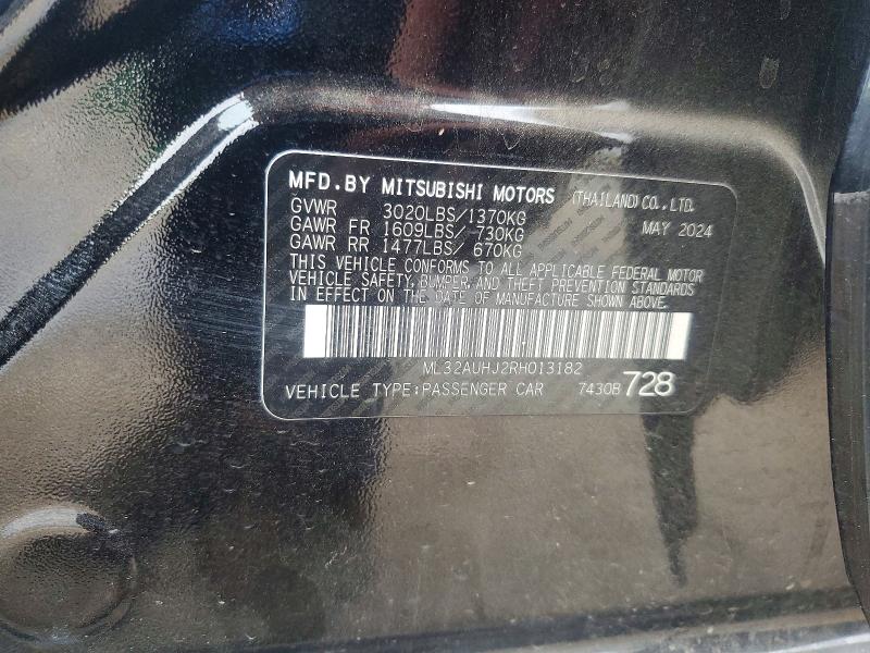 Aukcja sprzedaży 2024 Mitsubishi Mirage, vin: ML32AUHJ2RH013182, numer aukcji: 49974966