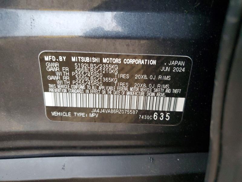 Продаж на аукціоні авто 2024 Mitsubishi Outlander, vin: JA4J4VA86RZ075587, номер лоту: 50730846