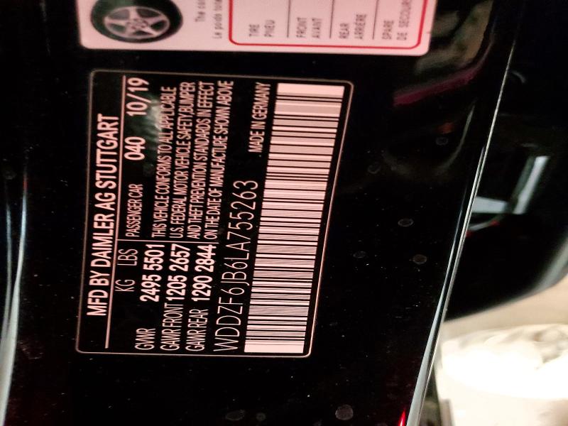 48849726 :رقم المزاد ، WDDZF6JB6LA755263 vin ، 2020 Mercedes-benz E مزاد بيع