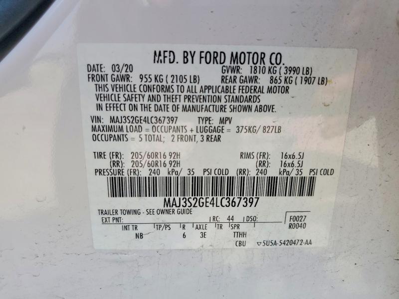 Aukcja sprzedaży 2020 Ford Ecosport, vin: MAJ3S2GE4LC367397, numer aukcji: 51125656