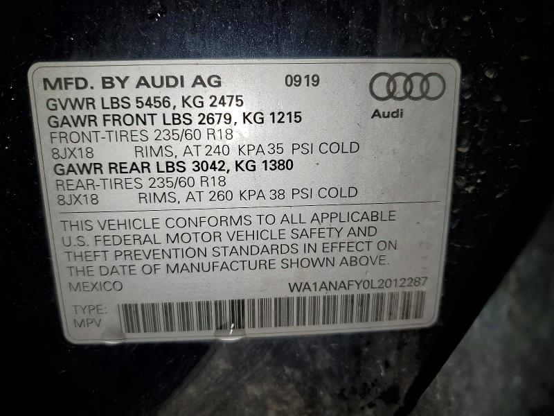 Aukcja sprzedaży 2020 Audi Q5, vin: WA1ANAFY0L2012287, numer aukcji: 49979456