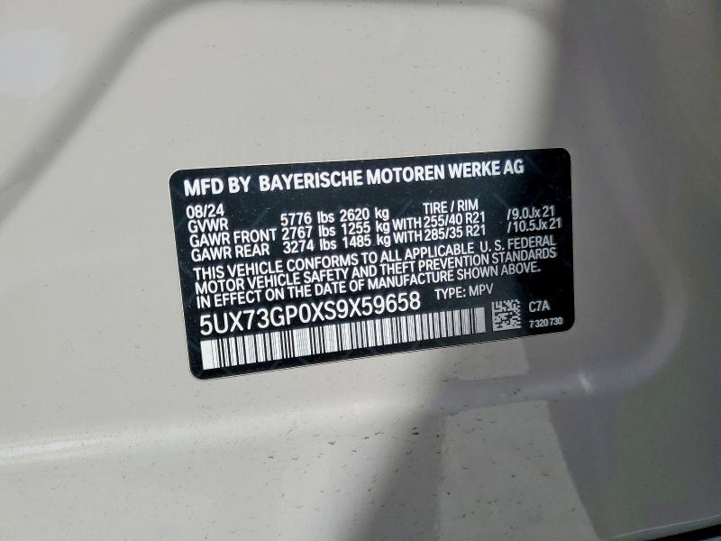 2025 Bmw X3 მანქანა იყიდება აუქციონზე, vin: 5UX73GP0XS9X59658, აუქციონის ნომერი: 47948356