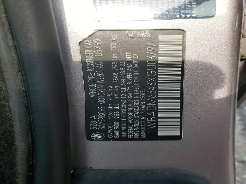 Продаж на аукціоні авто 1999 Bmw 528, vin: WBADM6343XGU03797, номер лоту: 48630906