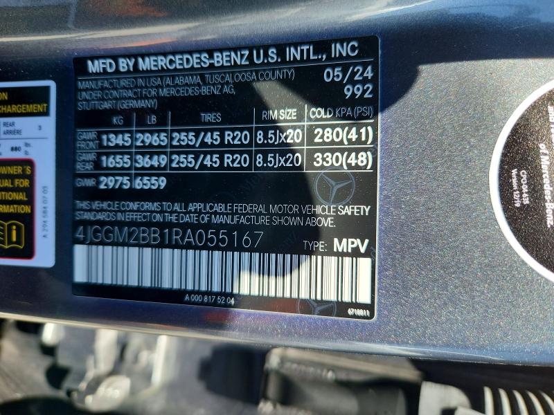 Aukcja sprzedaży 2024 Mercedes-benz Eqe Suv, vin: 4JGGM2BB1RA055167, numer aukcji: 49866436