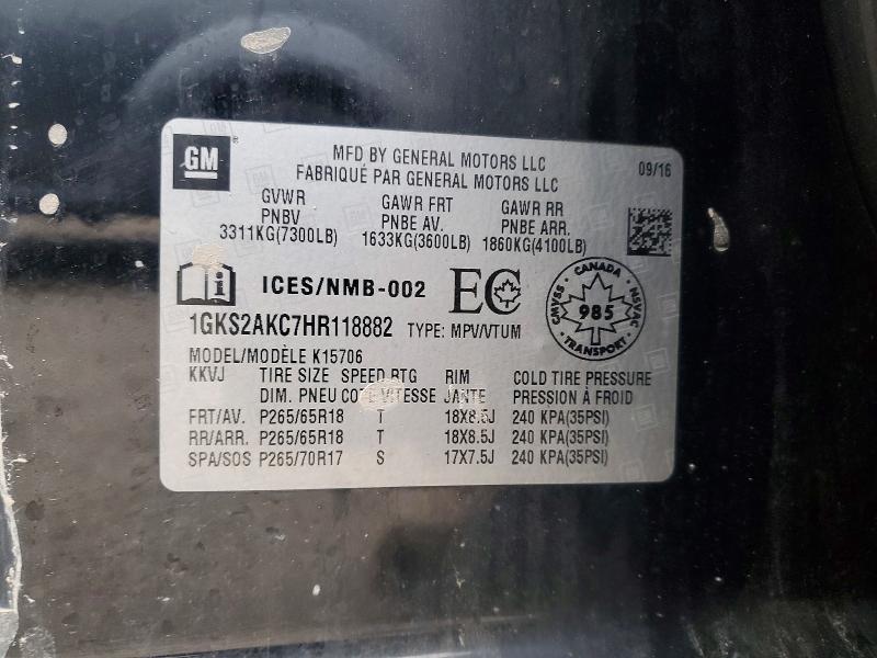 Продаж на аукціоні авто 2017 Gmc Yukon, vin: 1GKS2AKC7HR118882, номер лоту: 47954786
