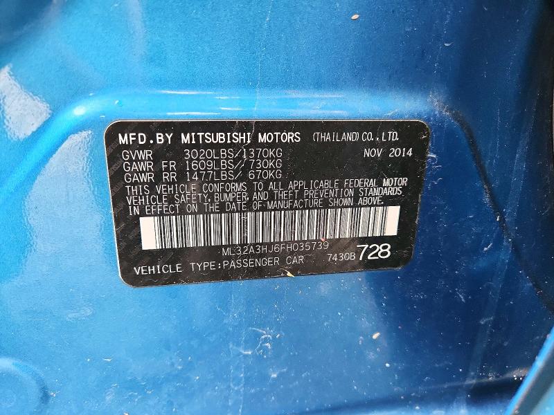 Продаж на аукціоні авто 2015 Mitsubishi Mirage, vin: ML32A3HJ6FH035739, номер лоту: 48925106
