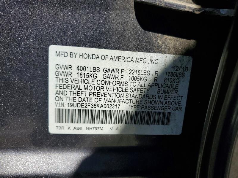 50514676 :رقم المزاد ، 19UDE2F36KA002317 vin ، 2019 Acura Ilx مزاد بيع