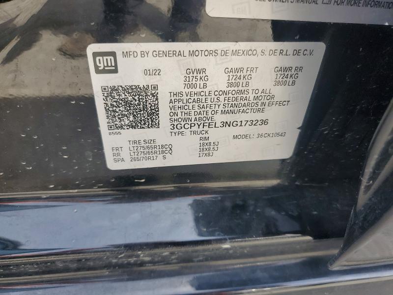 2022 Chevrolet Silverado Ltd მანქანა იყიდება აუქციონზე, vin: 3GCPYFEL3NG173236, აუქციონის ნომერი: 51440686