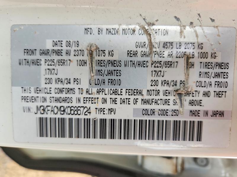 49899176 :رقم المزاد ، JM3KFACM9K0686724 vin ، 2019 Mazda Cx-5 مزاد بيع