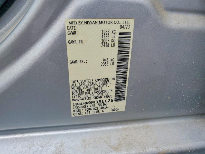 2023 Nissan Altima მანქანა იყიდება აუქციონზე, vin: 1N4BL4DV0PN386628, აუქციონის ნომერი: 50245016