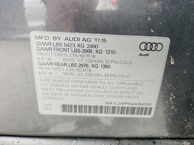 51834196 :رقم المزاد ، WA1L2AFP6GA084390 vin ، 2016 Audi Q5 مزاد بيع