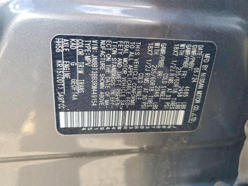2024 Nissan Rogue მანქანა იყიდება აუქციონზე, vin: JN8BT3BB3RW449154, აუქციონის ნომერი: 50313766