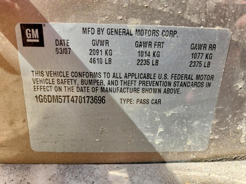 2007 Cadillac Cts მანქანა იყიდება აუქციონზე, vin: 1G6DM57T470173696, აუქციონის ნომერი: 49252736