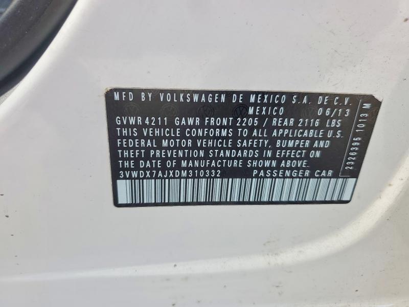 Aukcja sprzedaży 2013 Volkswagen Jetta, vin: 3VWDX7AJXDM310332, numer aukcji: 51244886