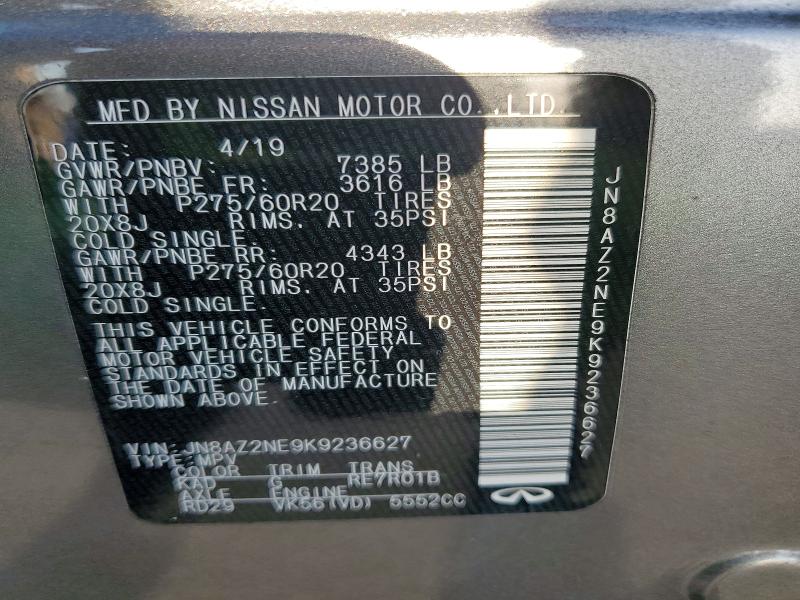 Aukcja sprzedaży 2019 Infiniti Qx80, vin: JN8AZ2NE9K9236627, numer aukcji: 48433926