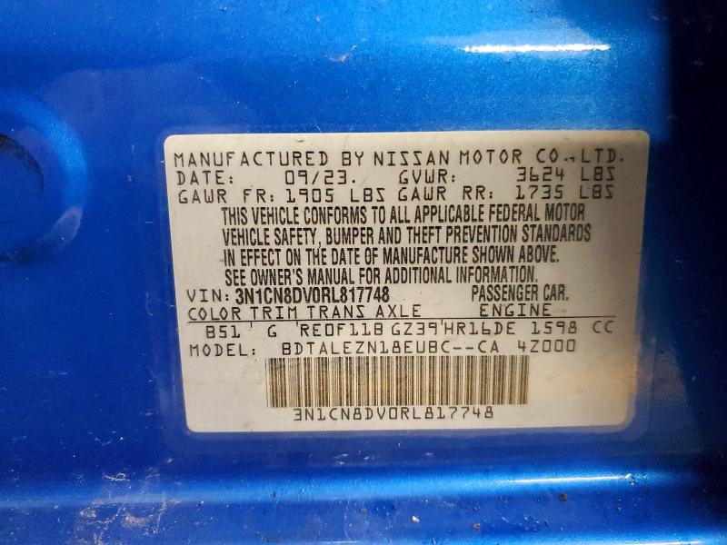 49741896 :رقم المزاد ، 3N1CN8DV0RL817748 vin ، 2024 Nissan Versa مزاد بيع