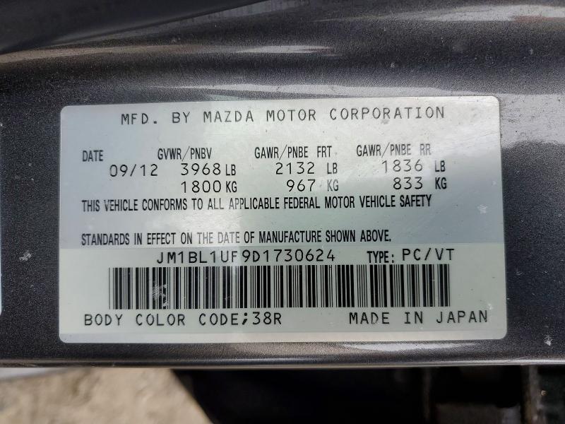 Aukcja sprzedaży 2013 Mazda 3, vin: JM1BL1UF9D1730624, numer aukcji: 48192636