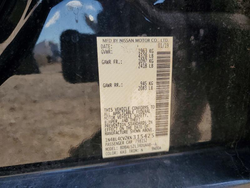 Продажа на аукционе авто 2019 Nissan Altima, vin: 1N4BL4CV2KN315425, номер лота: 50372196