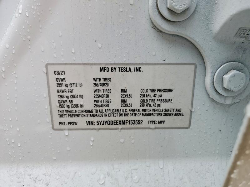 Aukcja sprzedaży 2021 Tesla Model Y, vin: 5YJYGDEEXMF153552, numer aukcji: 49023566