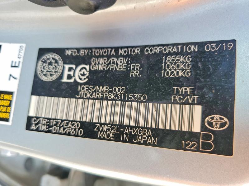 Продажа на аукционе авто 2019 Toyota Prius Prime, vin: JTDKARFP8K3115350, номер лота: 51240976