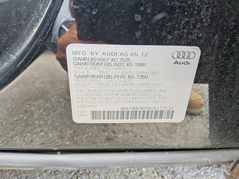 51801326 :رقم المزاد ، WA1WKAFP6CA117234 vin ، 2012 Audi Q5 مزاد بيع
