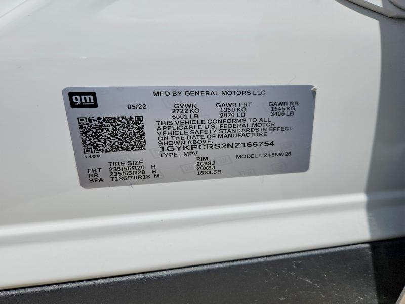 2022 Cadillac Xt6 მანქანა იყიდება აუქციონზე, vin: 1GYKPCRS2NZ166754, აუქციონის ნომერი: 49834026