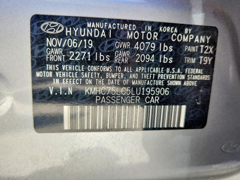 Aukcja sprzedaży 2020 Hyundai Ioniq, vin: KMHC75LC5LU195906, numer aukcji: 50312996
