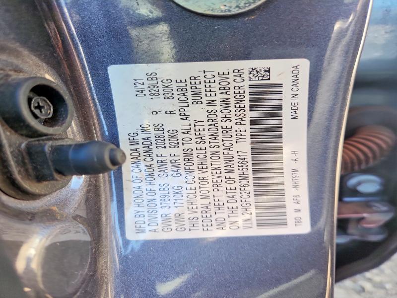 Aukcja sprzedaży 2021 Honda Civic, vin: 2HGFC2F60MH556417, numer aukcji: 48495236