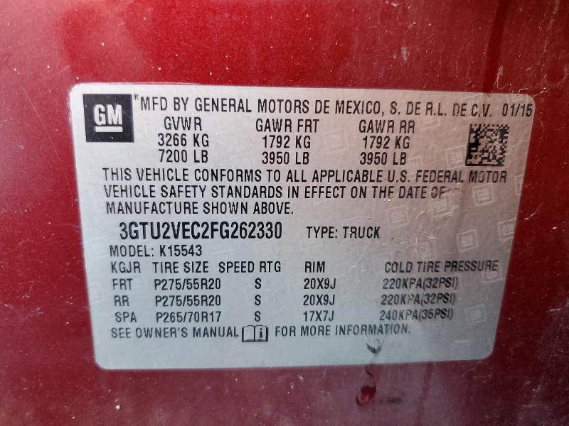 Auction sale of the 2015 Gmc Sierra, vin: 3GTU2VEC2FG262330, lot number: 50458036