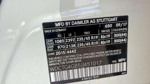 Продажа на аукционе авто 2018 Mercedes-benz Gla, vin: WDCTG4GB5JJ451017, номер лота: 51297596