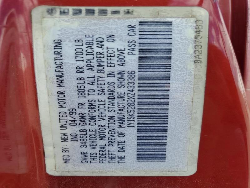 Aukcja sprzedaży 1999 Chevrolet Geo Prizm, vin: 1Y1SK5282XZ433386, numer aukcji: 48695886