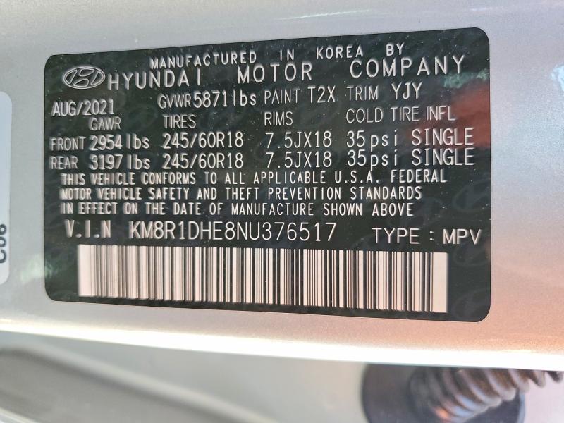 2022 Hyundai Palisade მანქანა იყიდება აუქციონზე, vin: KM8R1DHE8NU376517, აუქციონის ნომერი: 50649986