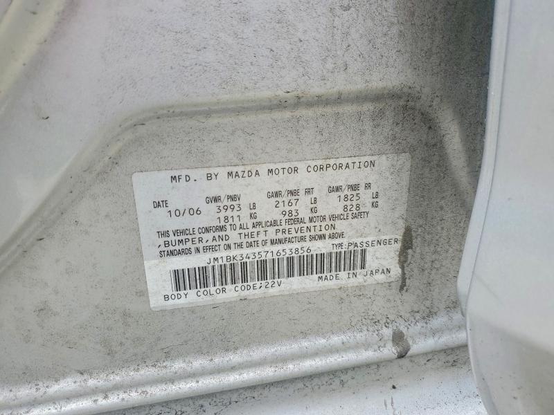 50198026 :رقم المزاد ، JM1BK343571653856 vin ، 2007 Mazda 3 مزاد بيع