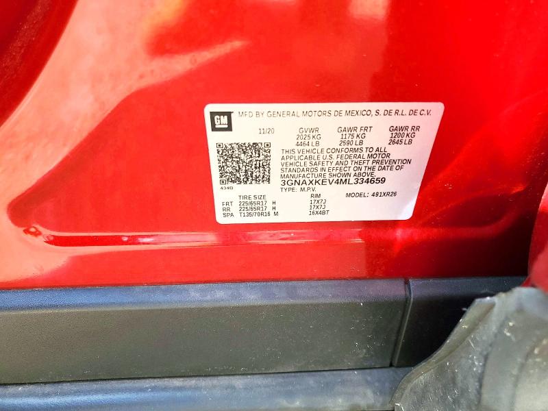 Продажа на аукционе авто 2021 Chevrolet Equinox, vin: 3GNAXKEV4ML334659, номер лота: 51345896