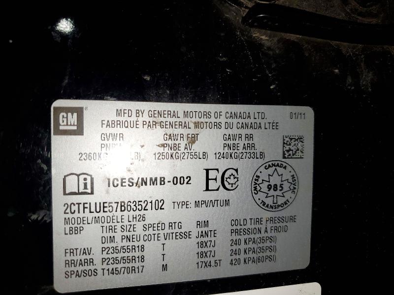 50078046 :رقم المزاد ، 2CTFLUE57B6352102 vin ، 2011 Gmc Terrain مزاد بيع
