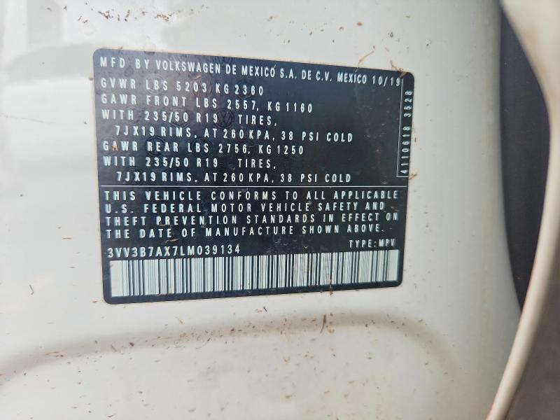 Aukcja sprzedaży 2020 Volkswagen Tiguan, vin: 3VV3B7AX7LM039134, numer aukcji: 48816586