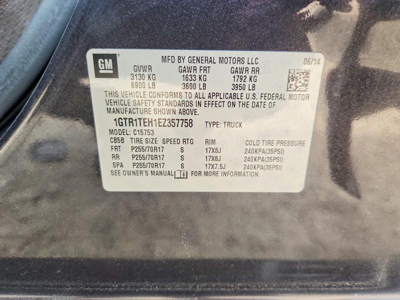 49004246 :رقم المزاد ، 1GTR1TEH1EZ357758 vin ، 2014 Gmc Sierra مزاد بيع