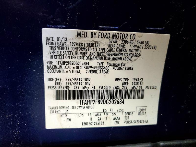 Aukcja sprzedaży 2013 Ford Taurus, vin: 1FAHP2F89DG202684, numer aukcji: 50760586