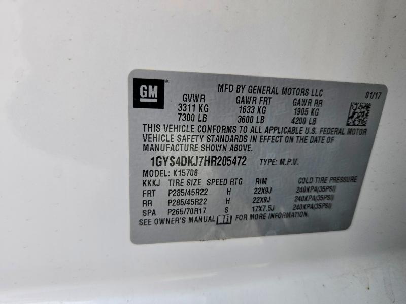Продаж на аукціоні авто 2017 Cadillac Escalade, vin: 1GYS4DKJ7HR205472, номер лоту: 49863936
