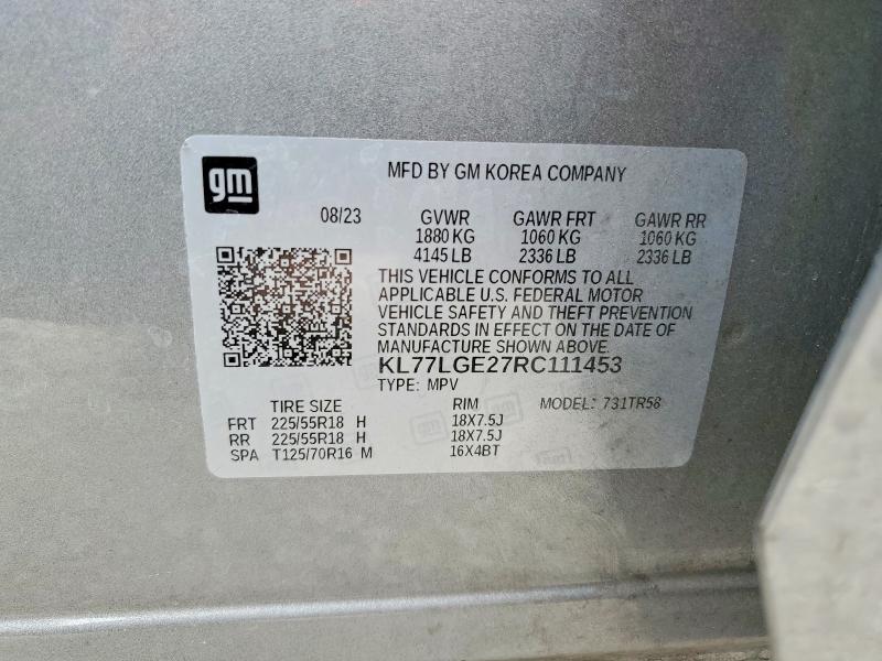 48012126 :رقم المزاد ، KL77LGE27RC111453 vin ، 2024 Chevrolet Trax مزاد بيع